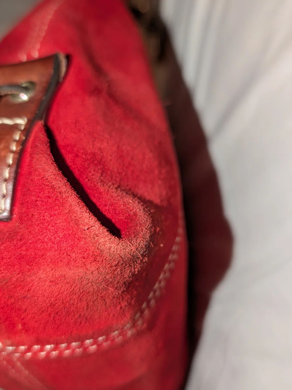 Dooney & Bourke Suede Hobo Bag Red GUC